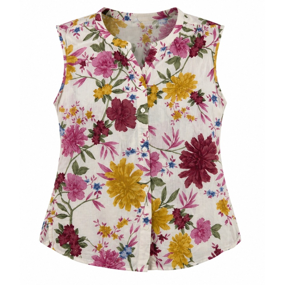 Old Navy Sleeveless Floral Button Down Cottagecore Boho Resort Shirt Women M